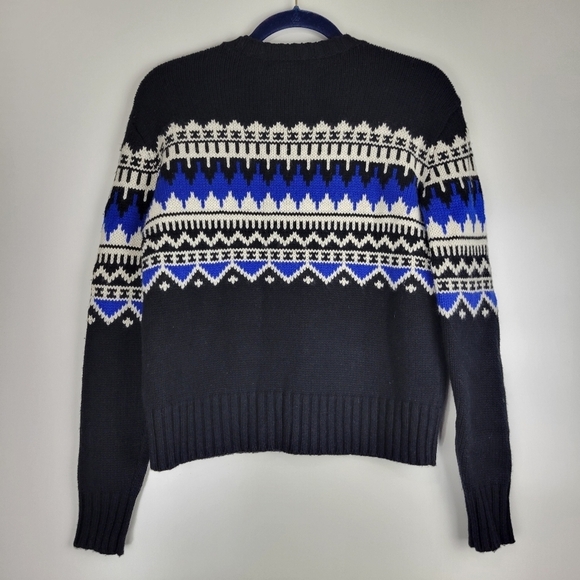 NWT LAUREN Ralph Lauren Fair Isle Sweater Wool Blend in Black Blue Cream Size XS - Picture 6 of 13